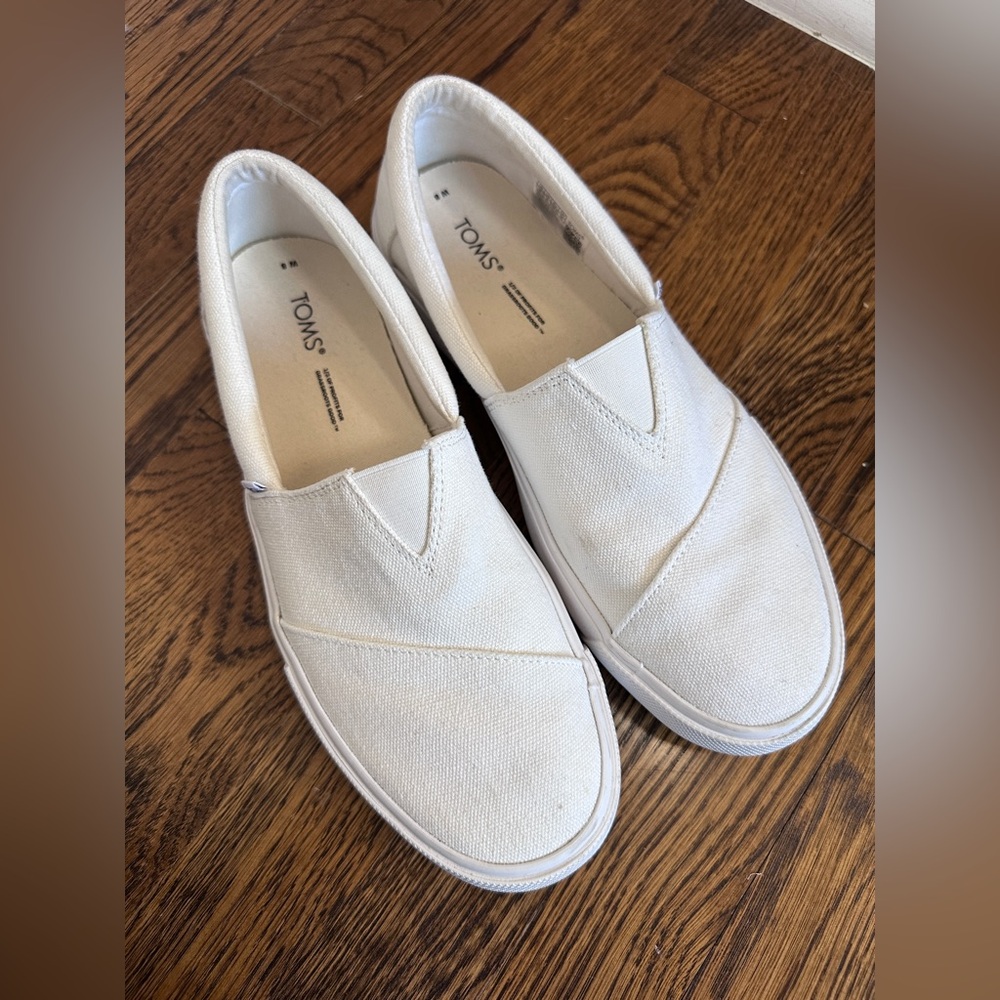 TOMS Women's ALPARGATA FENIX Slip-On Shoes White Washed Canvas Size 8W